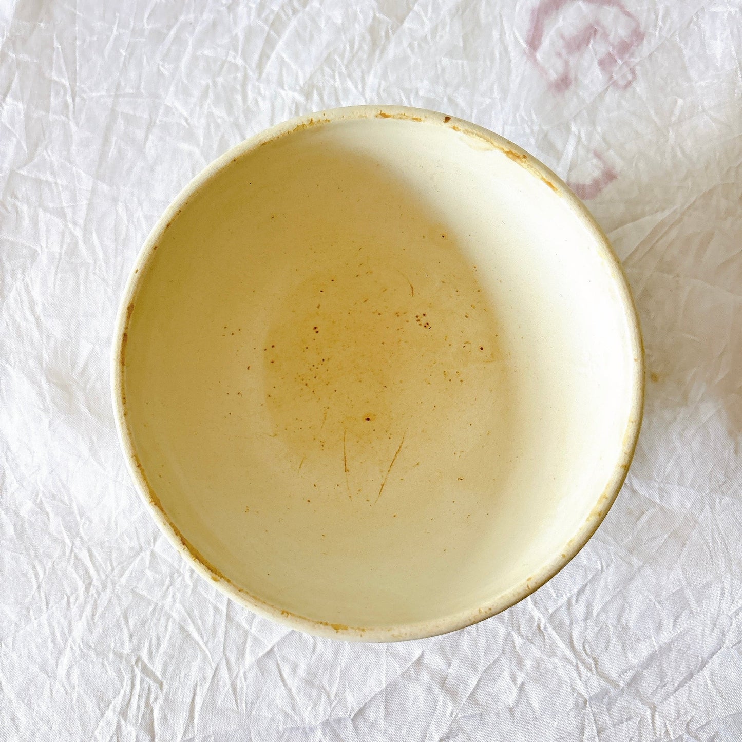 クレイユモントロー HBCM Béarn バスク柄カフェオレボウル  赤ｘ青 ランスアンティーク食器 ブロカント 蚤の市