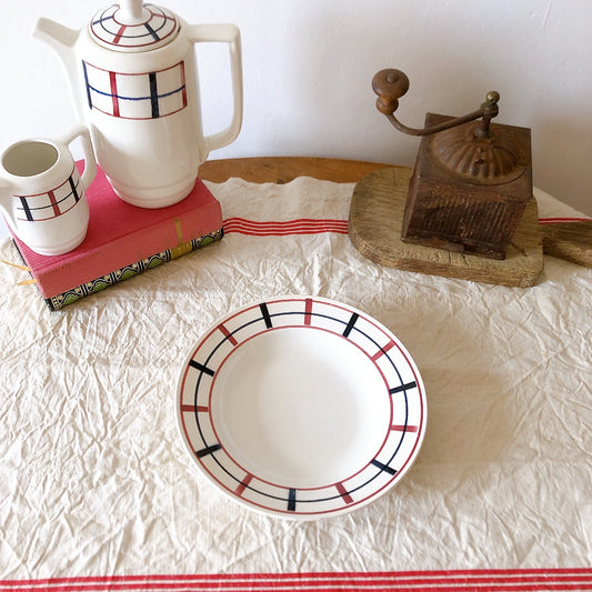 サンタマン St Amand バスク柄 スーププレート/深皿 d フランスアンティーク食器 バスク柄プレート 蚤の市 ブロカント