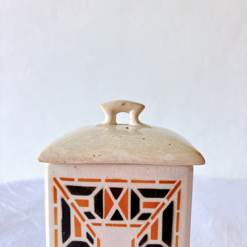 アールデコ 幾何学模様 オレンジとブラック
