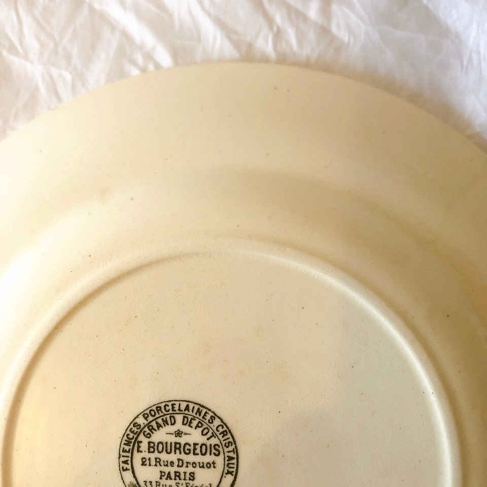 フランスアンティーク  E.Bourgeois エミールブルジョワ　ディナープレート 平皿 フランスアンティーク食器 ブロカント 蚤の市