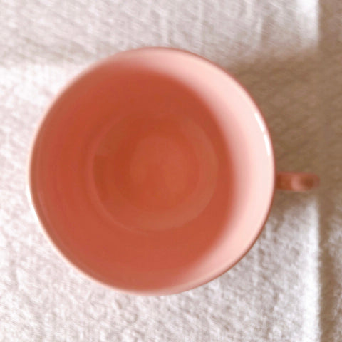 サラン SALINS 花リムカップ＆ソーサー　ピンク フランスアンティーク食器 フランス蚤の市・ブロカント