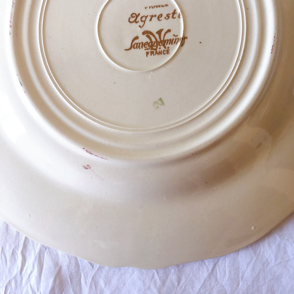 フランス サルグミンヌ sarreguemines アグレスト デザートプレート 20.7㎝  フランスアンティーク食器 フランス蚤の市・ブロカント