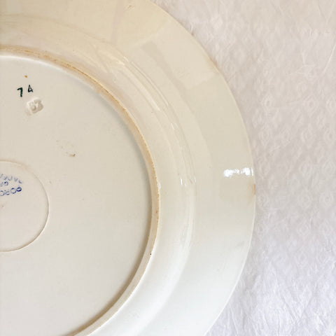 バドンヴィレー 赤い花柄 アンティーク大皿 28cm ラウンドプレート 1930年代 フランスアンティーク食器 Badonviller