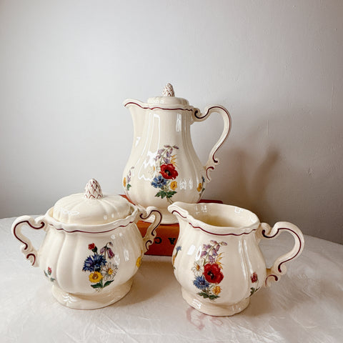 ディゴワンサルグミンヌ Digoin＆sarreguemines アグレスト シュガーポット　シュクリエ　フランスアンティーク食器 フランス蚤の市・ブロカント