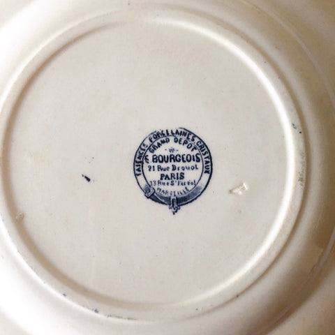 フランスアンティーク  GRAND DEPOT E.Bourgeois グランデポ エミールブルジョワ　蝶鳥柄　ディナープレート 平皿 フランスアンティーク食器 ブロカント 蚤の市