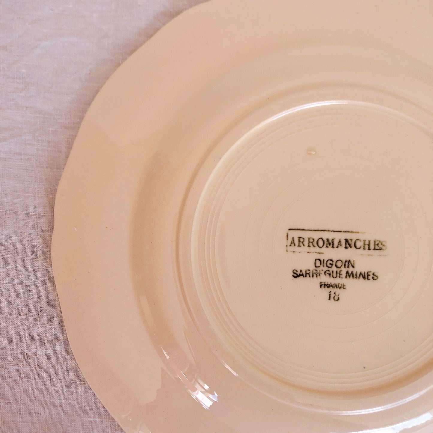 ディゴワンサルグミンヌ 花リム 『ARROMANCHES』 シリーズ　ディナープレート　平皿 C フランスアンティーク食器　蚤の市　ブロカント