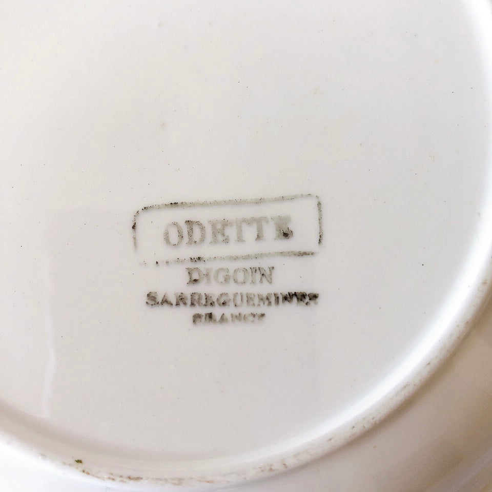 ディゴワンサルグミンヌ Digoin&sarregumines ”ODETTE” 深皿  A 赤　フランスアンティーク食器　ブロカント　蚤の市