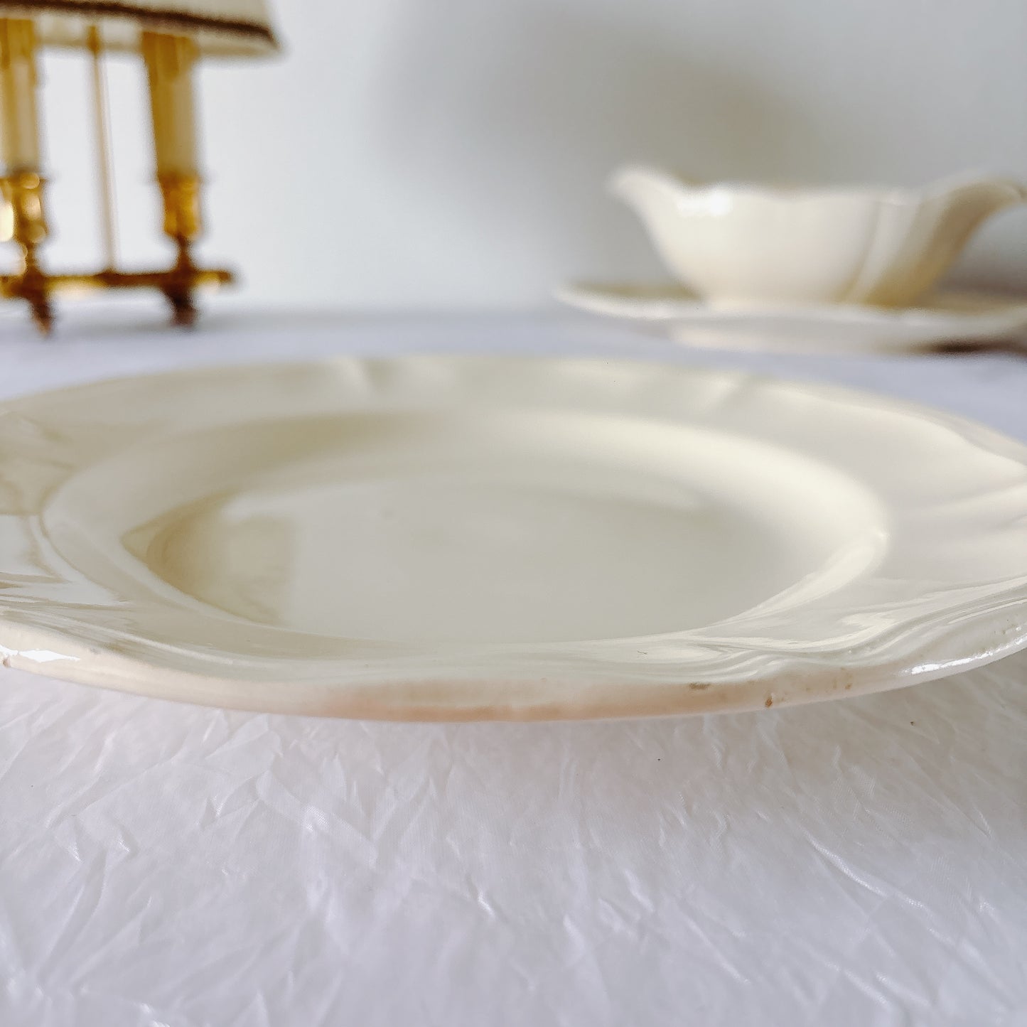 フランス ディゴワン＆サルグミンヌ 花リム ディナープレート 平皿 フランスアンティーク食器 ブロカント　蚤の市