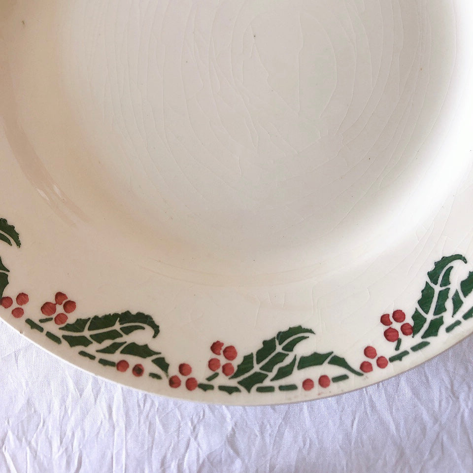 ご予約　フランスアンティーク クレイユモントロー HOUX　柊　ディナープレート　平皿 3枚セット　フランスアンティーク食器　ブロカント　蚤の市