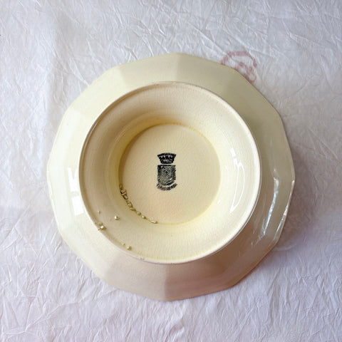 サンタマン １２角形コンポート皿 コンポティエ アイボリー フランスアンティーク食器 ブロカント 蚤の市