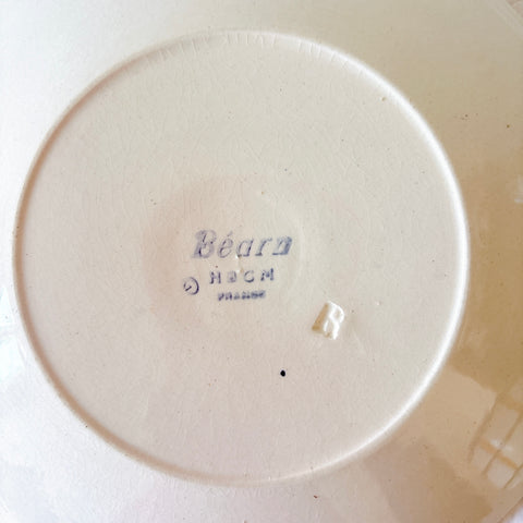 クレイユモントロー HBCM Béarn バスク柄カップ＆ソーサー「イエローｘブルー」 フランスアンティーク食器 ブロカント バスク柄アンティーク