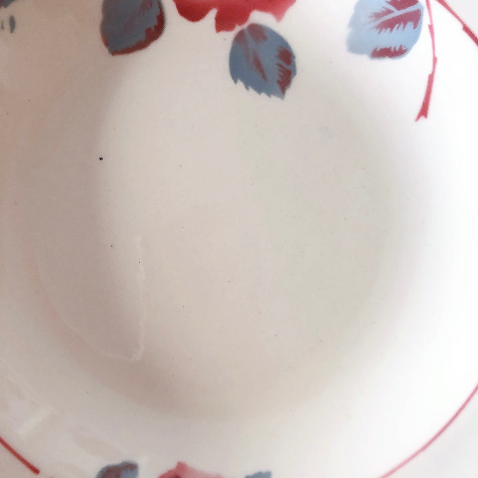 フランスアンティーク　バドンヴィレー　バラ柄スーププレート　深皿　フランスアンティーク食器 ブロカントアンティーク 蚤の市