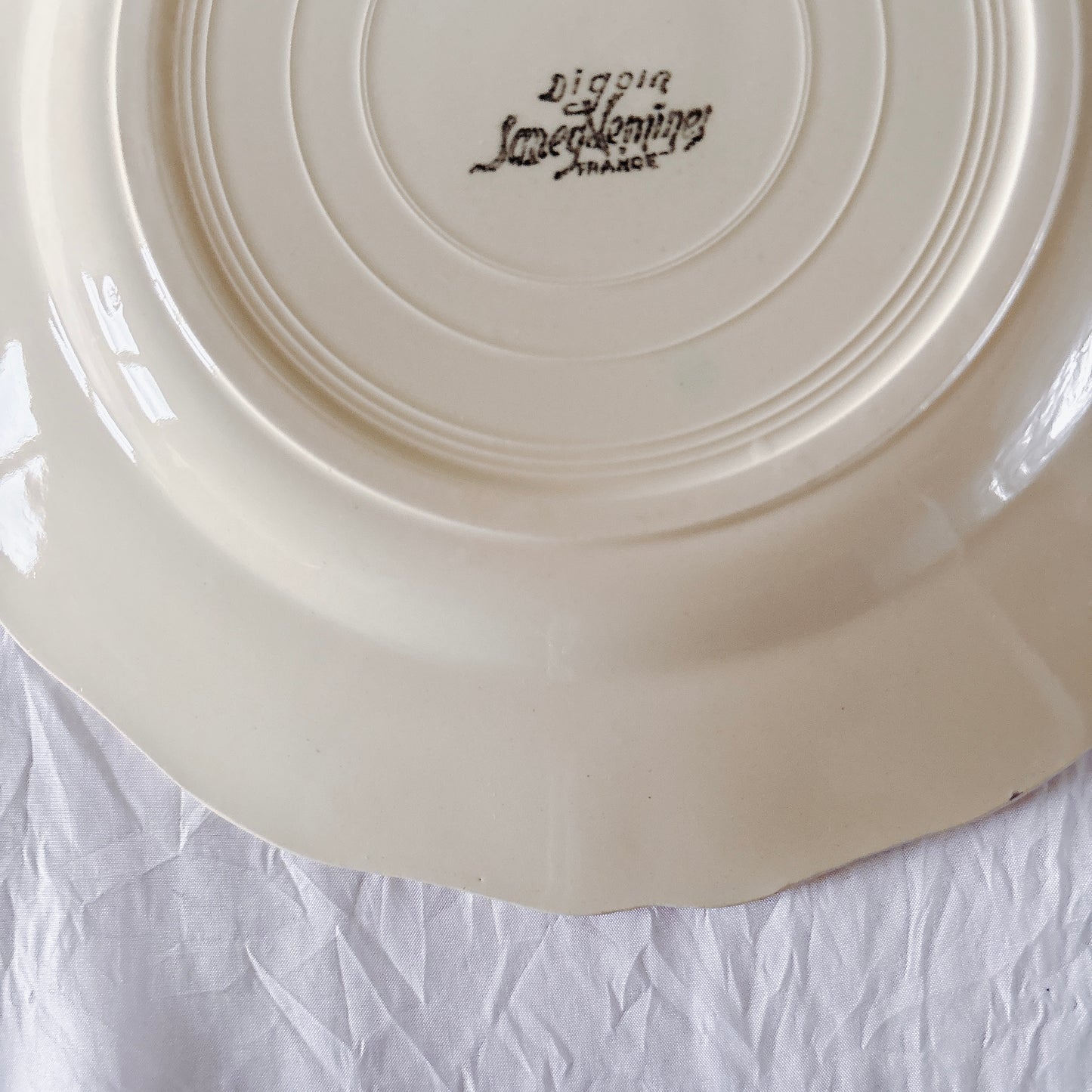 フランス ディゴワン＆サルグミンヌ 花リム ディナープレート 平皿 フランスアンティーク食器 ブロカント　蚤の市