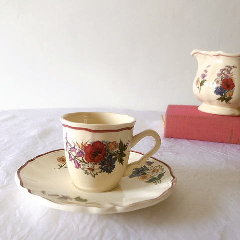 ディゴワンサルグミンヌ Digoin＆sarreguemines アグレスト コーヒーカップ＆ソーサー２客セット フランスアンティーク食器 フランス蚤の市・ブロカント