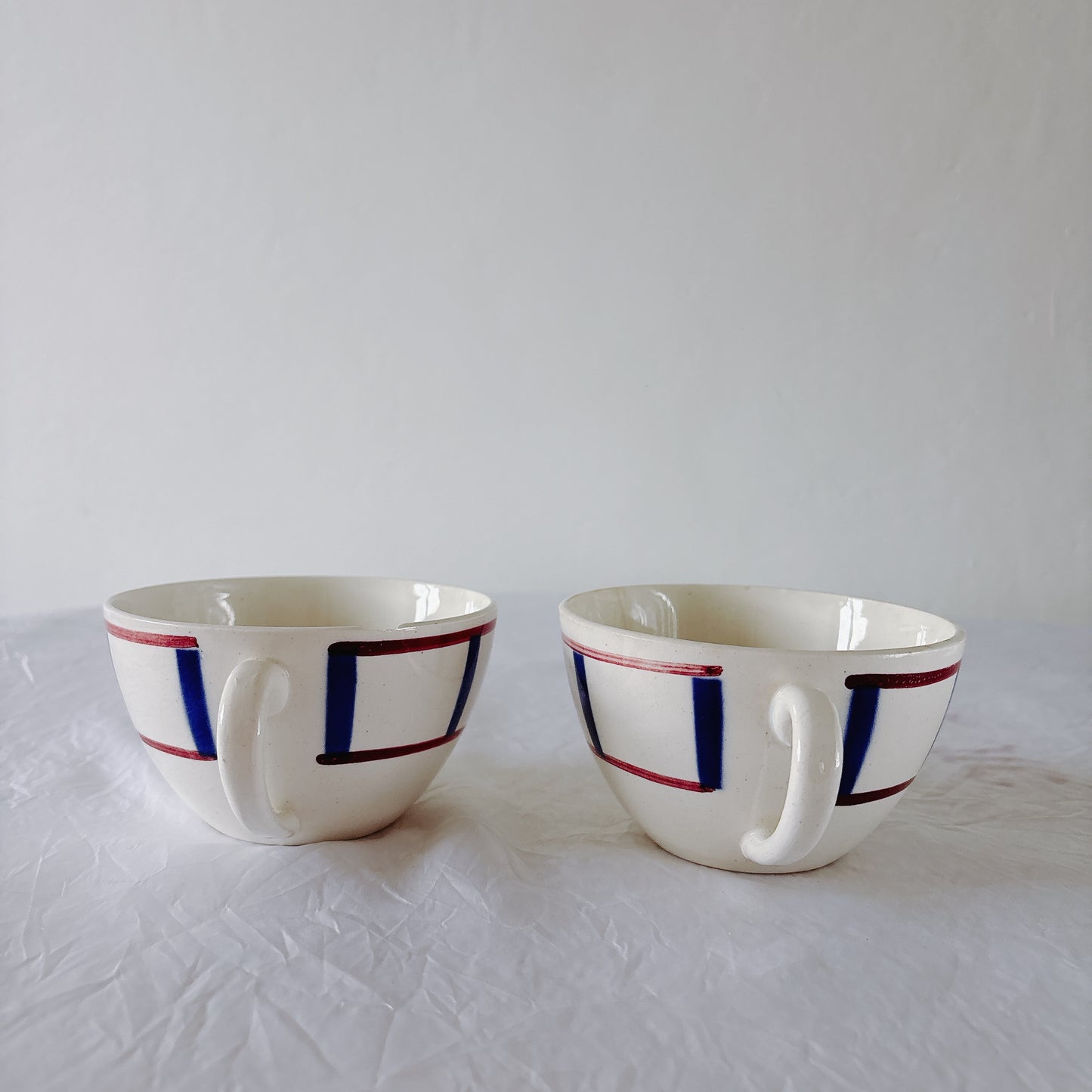 ディゴワンサルグミンヌ バスク柄 コーヒーカップ 200ml『ルージュ・マリン』 フランスアンティーク食器 蚤の市　ブロカント　バスク柄食器