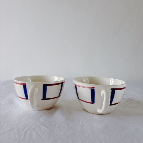 ディゴワンサルグミンヌ バスク柄 コーヒーカップ 200ml『ルージュ・マリン』 フランスアンティーク食器 蚤の市　ブロカント　バスク柄食器