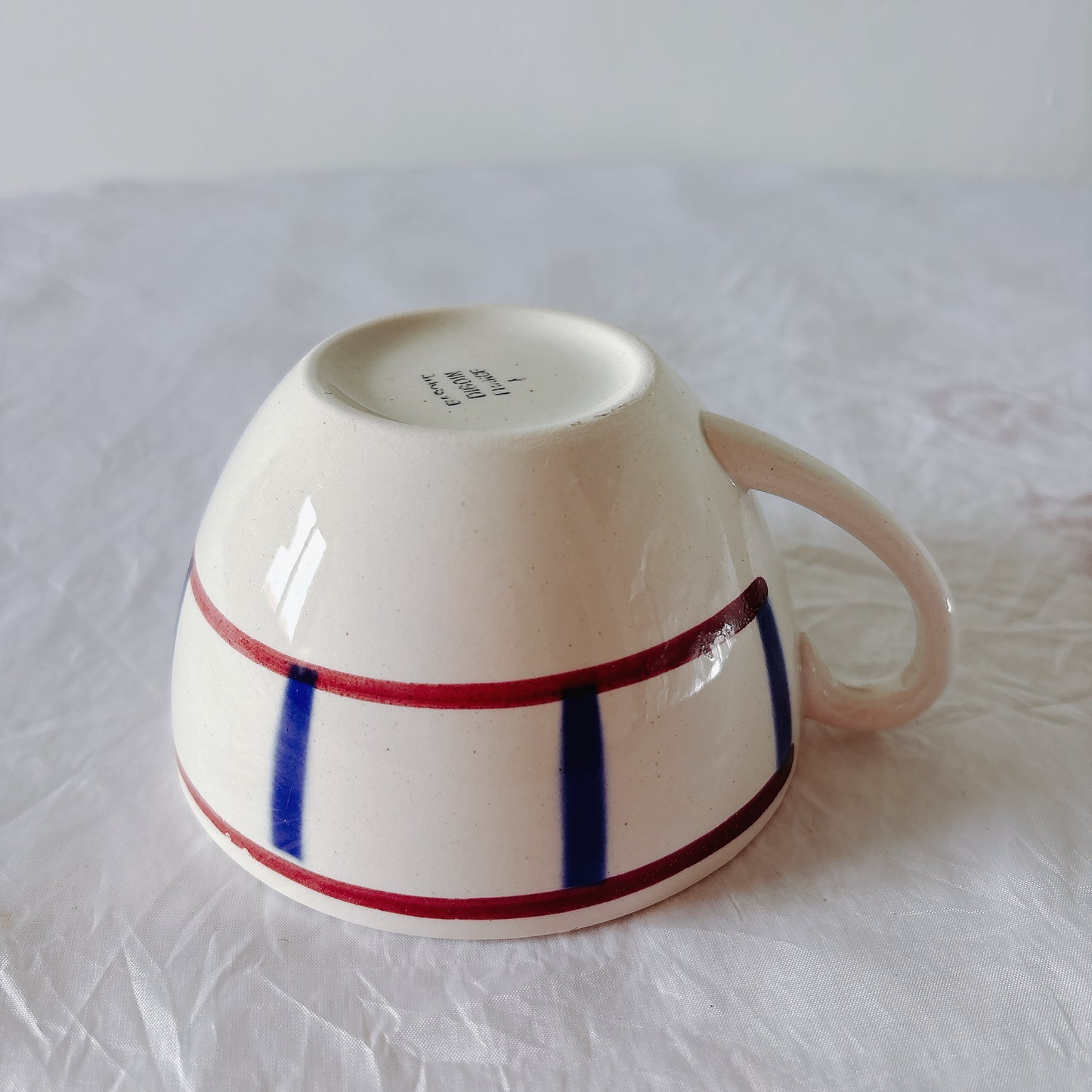 ディゴワンサルグミンヌ バスク柄 コーヒーカップ 200ml『ルージュ・マリン』 フランスアンティーク食器 蚤の市　ブロカント　バスク柄食器