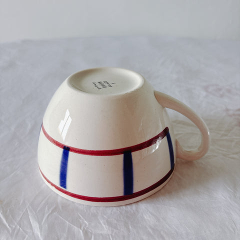 ディゴワンサルグミンヌ バスク柄 コーヒーカップ 200ml『ルージュ・マリン』 フランスアンティーク食器 蚤の市　ブロカント　バスク柄食器