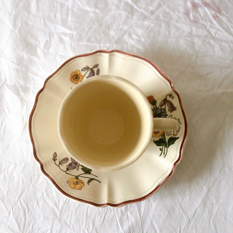 ディゴワンサルグミンヌ Digoin＆sarreguemines アグレスト コーヒーカップ＆ソーサー２客セット フランスアンティーク食器 フランス蚤の市・ブロカント