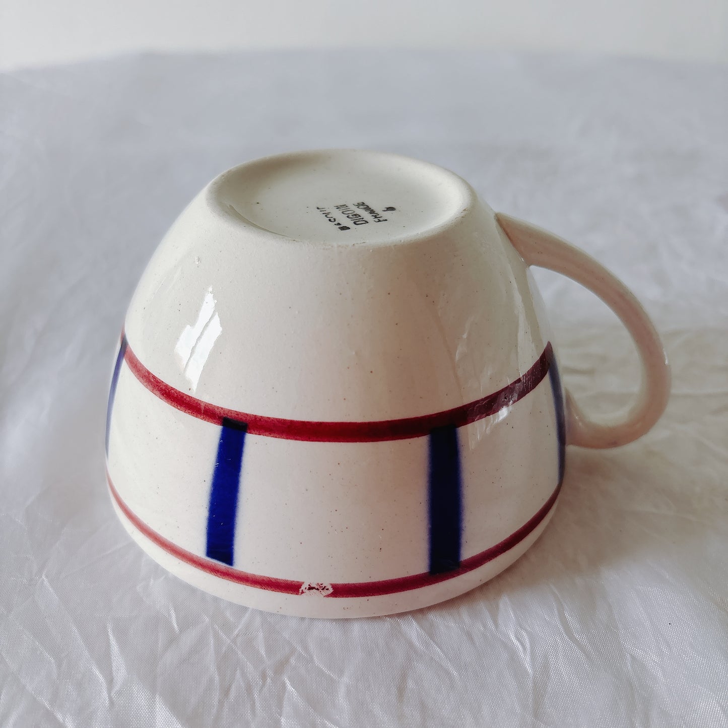 ディゴワンサルグミンヌ バスク柄 コーヒーカップ 200ml『ルージュ・マリン』 フランスアンティーク食器 蚤の市　ブロカント　バスク柄食器