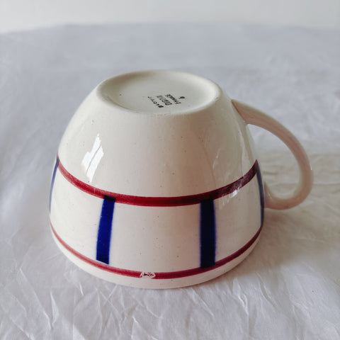 ディゴワンサルグミンヌ バスク柄 コーヒーカップ 200ml『ルージュ・マリン』 フランスアンティーク食器 蚤の市　ブロカント　バスク柄食器
