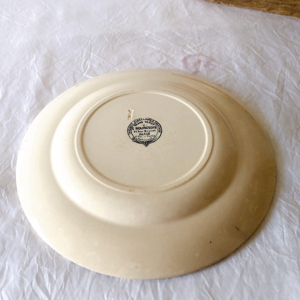フランスアンティーク  GRAND DEPOT E.Bourgeois グランデポ エミールブルジョワ　蝶鳥柄　ディナープレート 平皿 フランスアンティーク食器 ブロカント 蚤の市