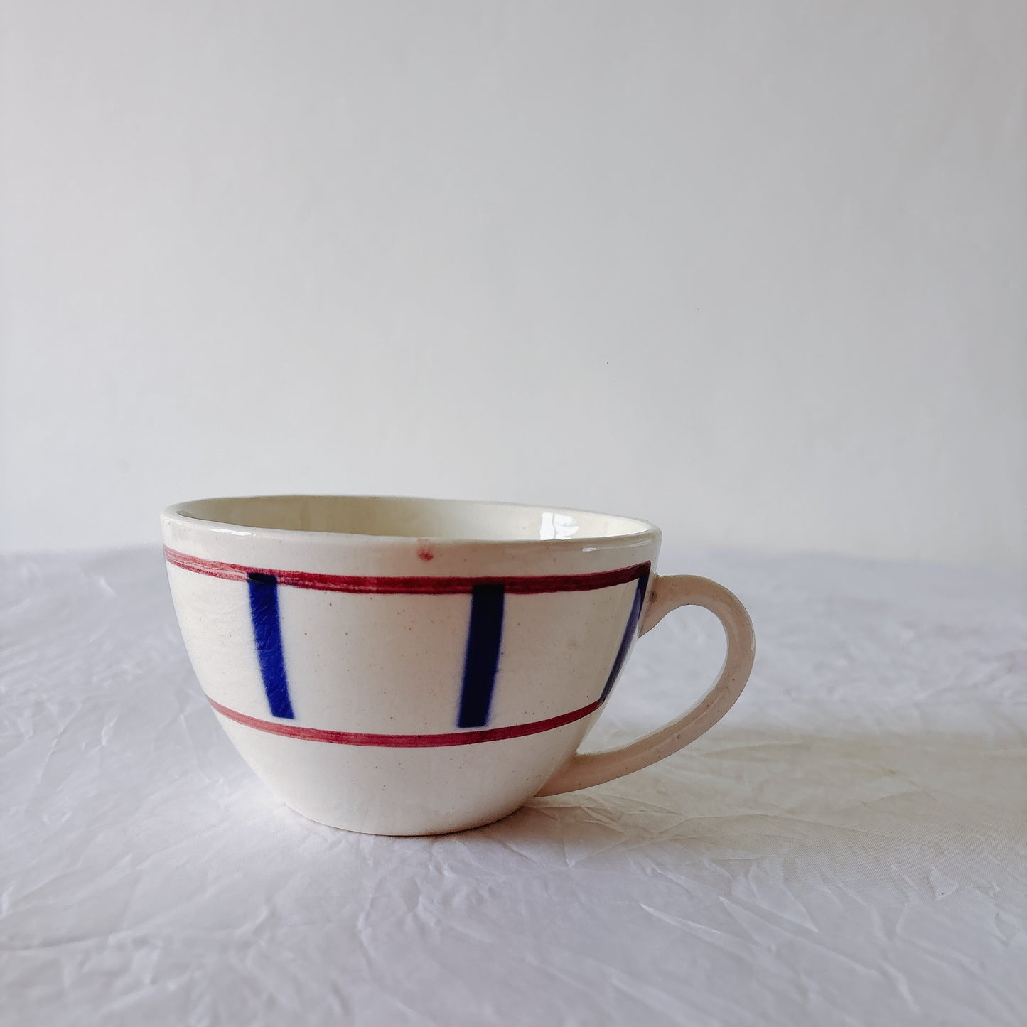 ディゴワンサルグミンヌ バスク柄 コーヒーカップ 200ml『ルージュ・マリン』 フランスアンティーク食器 蚤の市　ブロカント　バスク柄食器