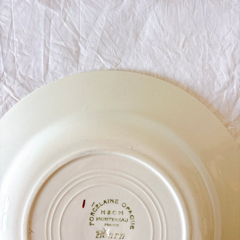 HBCM Béarn バスク柄 スーププレート レッドxダークブルー｜フランスアンティーク食器