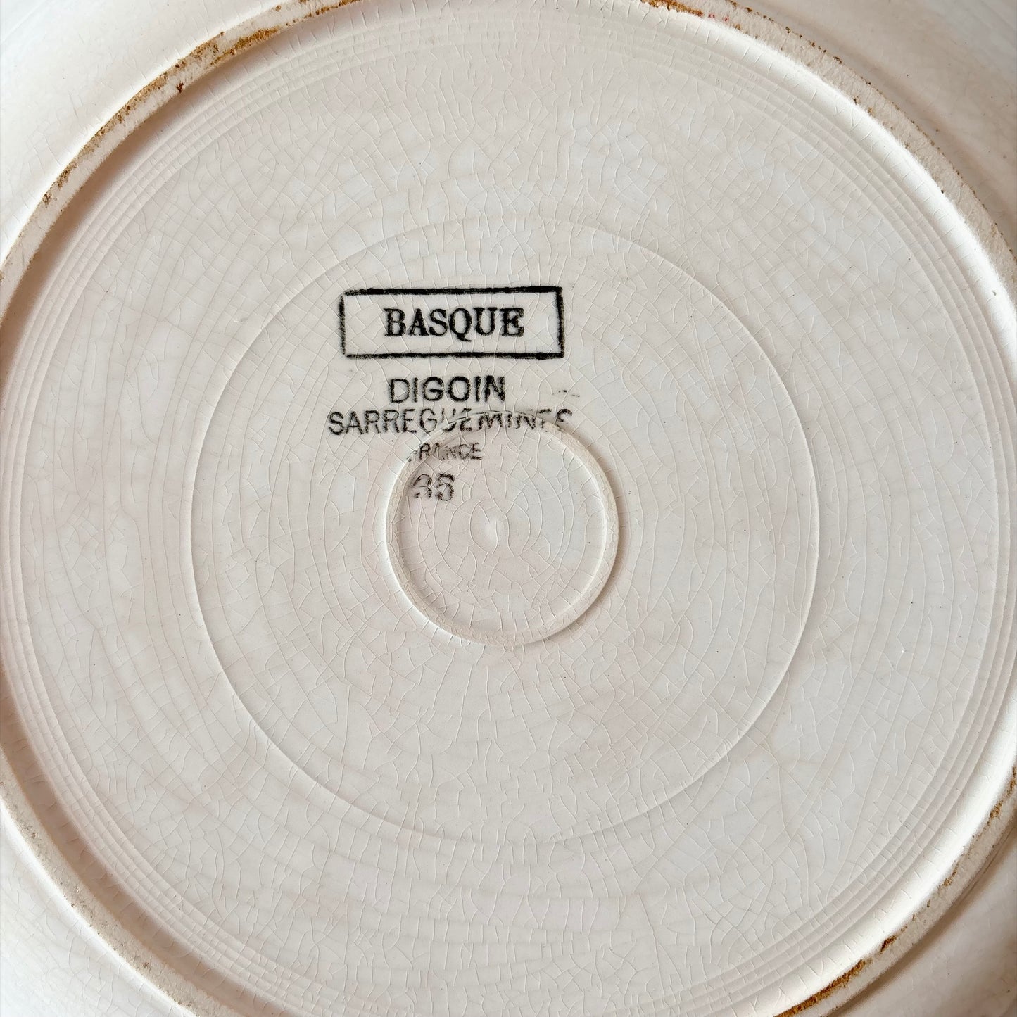 ディゴワンサルグミンヌ 『BASQUE』バスク柄 深大皿 フランスアンティーク食器 フランス蚤の市　ブロカント 　バスクアンティーク