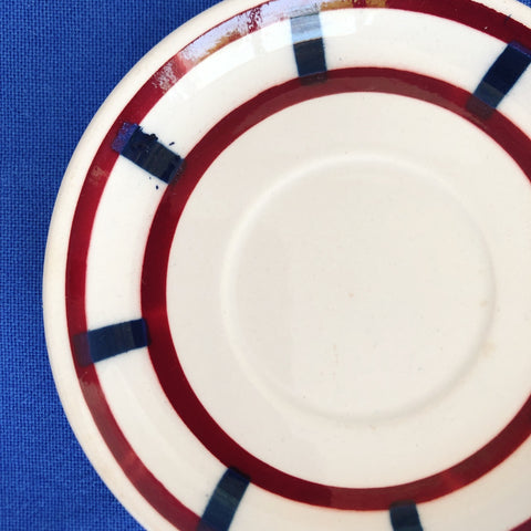 バドンヴィレー ソーサー／小皿 バスク柄 『ルージュ・ブルー』F フランスアンティーク食器 フランス 蚤の市
