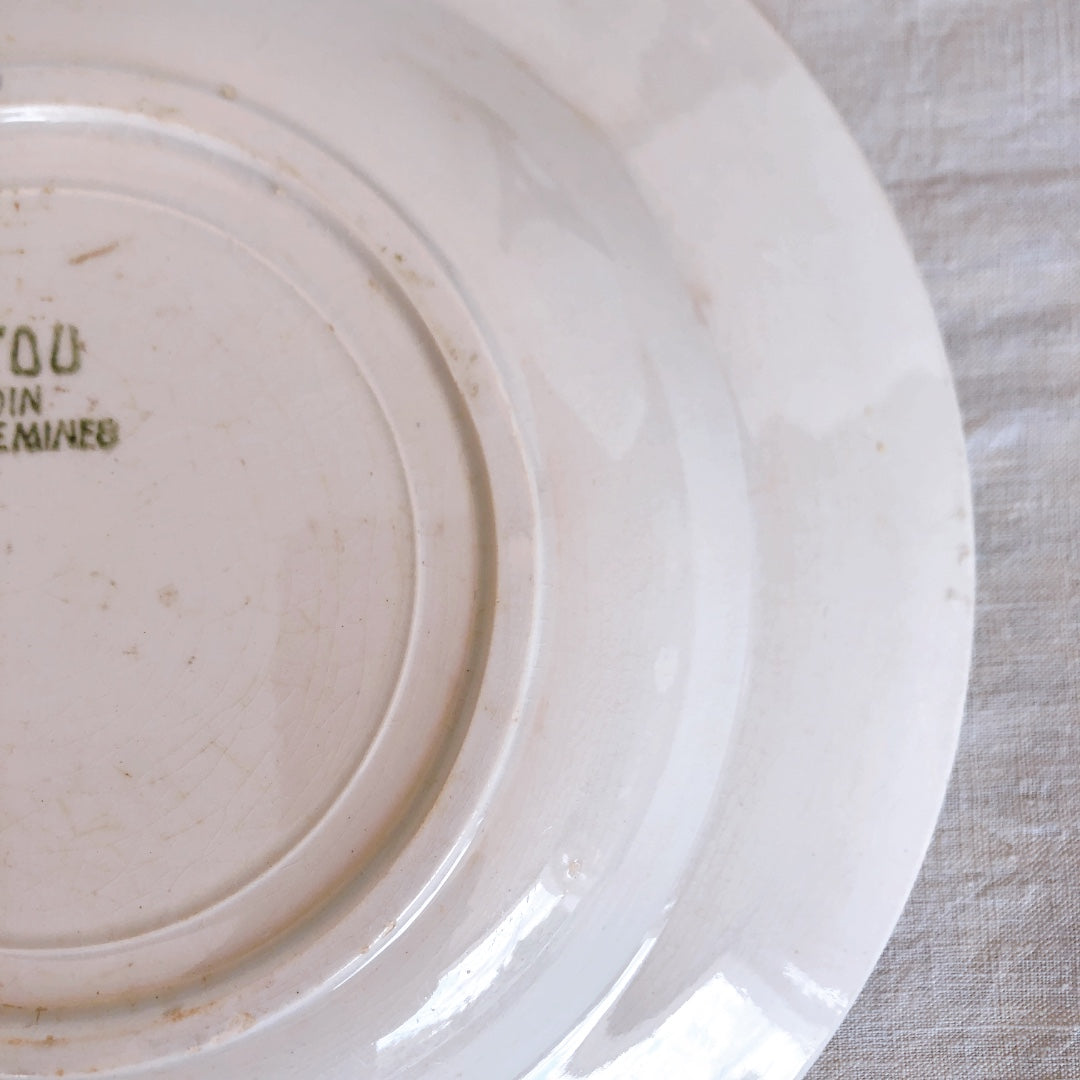ディゴワンサルグミンヌ Digoin&Sarreguemines 『POITOU』バスク柄 スーププレート 深皿 A フランスアンティーク食器 フランス蚤の市・ブロカント