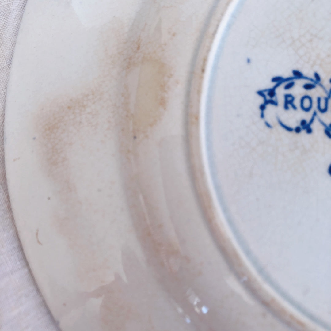 ヴィエイヤーボルドー «Rouen»モデル デザートプレート／平皿　フランスアンティーク食器 ブロカント　蚤の市