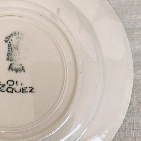サンタマン 『Lou Basquez』デザートプレート バスク柄 『レッドｘブルー』I フランスアンティーク食器 フランス 蚤の市