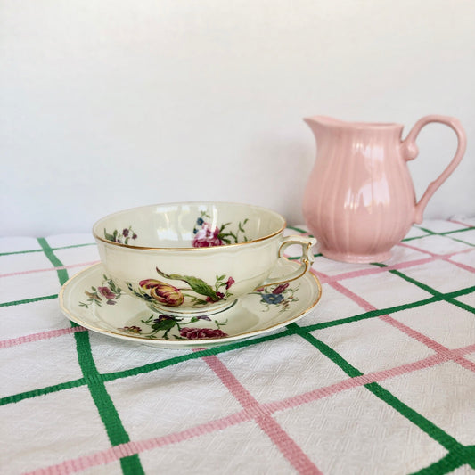 フランス リモージュ B&C のカップ&ソーサー 花柄 フランスアンティーク食器 ブロカント 蚤の市