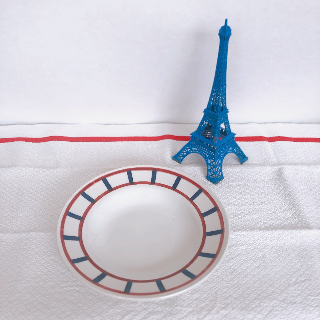 バドンヴィレー スーププレート/深皿 バスク柄『レッド・ブルー』F フランスアンティーク食器 フランス蚤の市 ブロカント