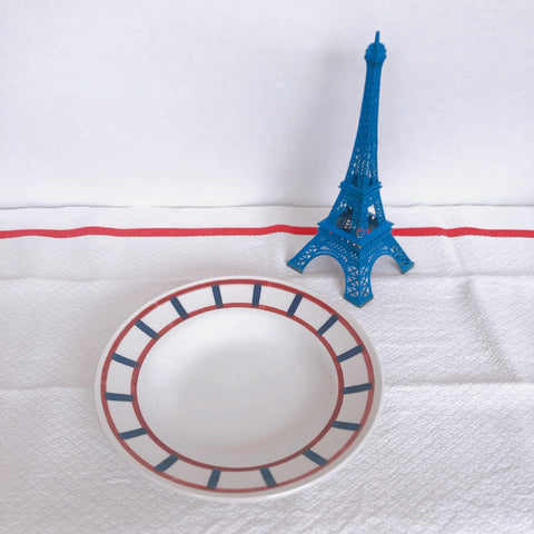 バドンヴィレー スーププレート/深皿 バスク柄『レッド・ブルー』F フランスアンティーク食器 フランス蚤の市 ブロカント