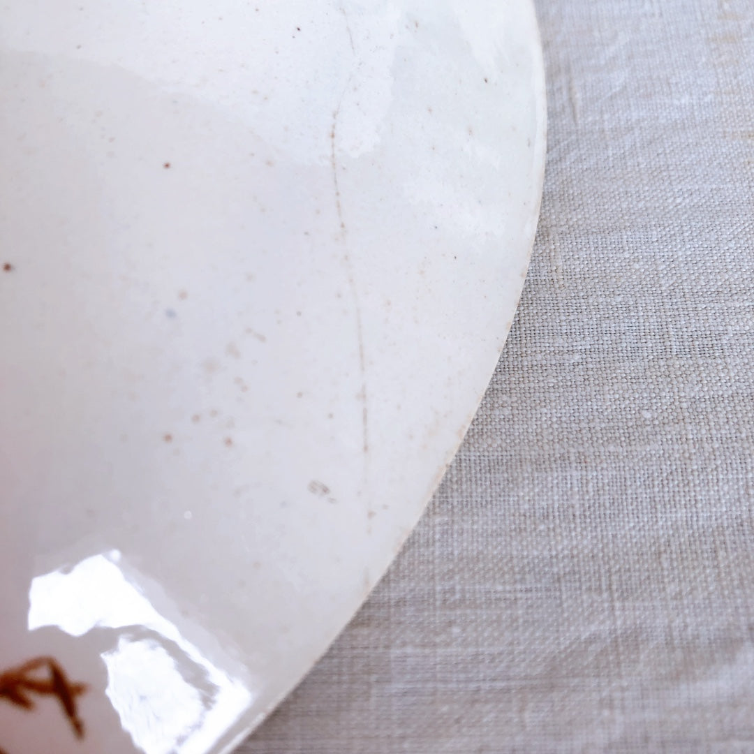 フランス ロンウィー 小鳥柄のコンポティエ コンポート皿 フランスアンティーク食器　ブロカント　蚤の市