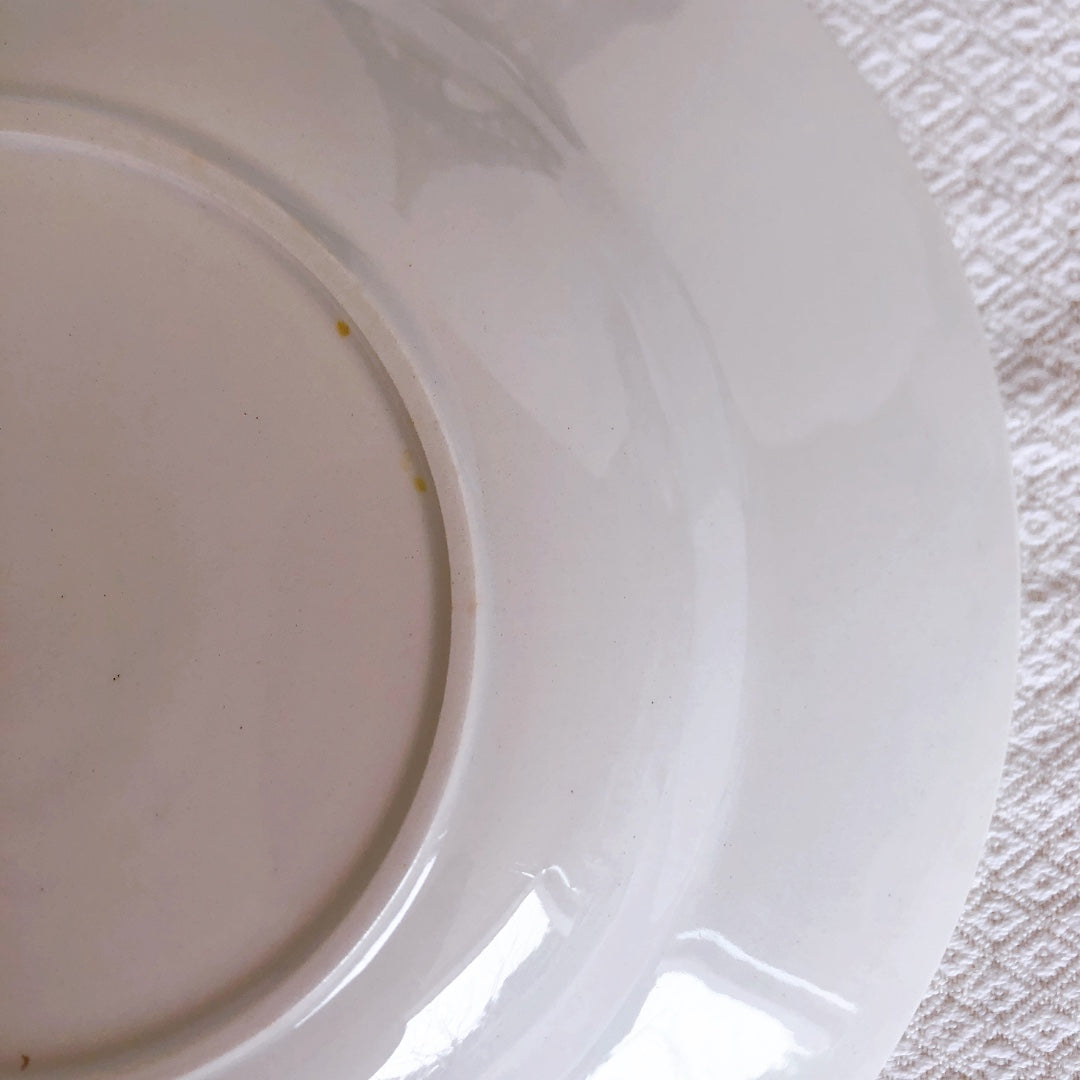 バドンヴィレー スーププレート/深皿 バスク柄『レッド・ブルー』E フランスアンティーク食器 フランス蚤の市 ブロカン