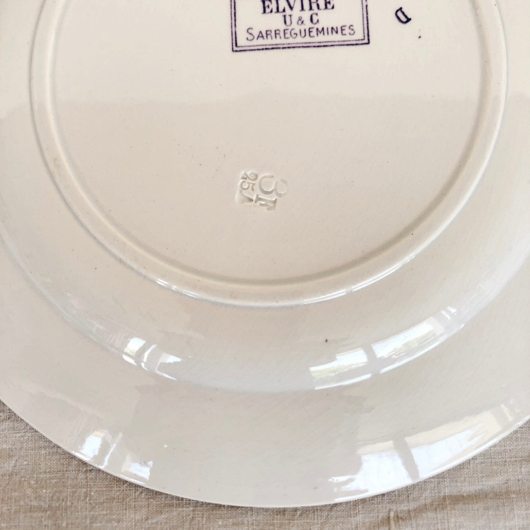 U＆Cサルグミンヌ 『ELVIRE・エルヴィ―ル』プレート/平皿 B フランスアンティーク食器　ブロカント　蚤の市