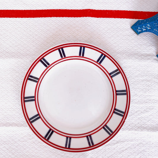 ムーランデルー Moulin des Loups バスク柄 デザートプレート/平皿 G フランスアンティーク食器 ブロカント 蚤の市