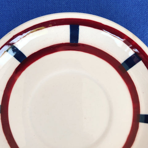 バドンヴィレー ソーサー／小皿 バスク柄 『ルージュ・ブルー』Ｃ フランスアンティーク食器 フランス 蚤の市