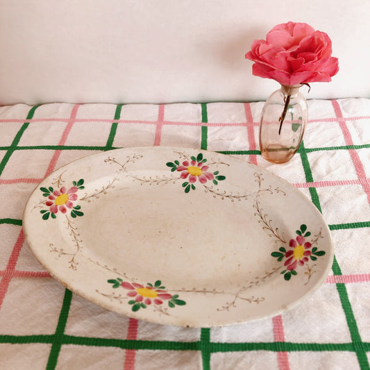 LUNEVILLE リュネビル 楕円形大皿/ オーバルプレート 花柄 フランスアンティーク食器 ブロカント 蚤の市