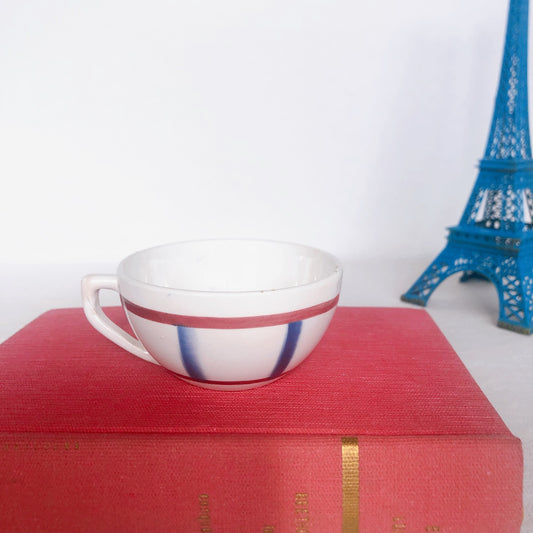 ディゴワンサルグミンヌ バスク柄 コーヒーカップ 『ルージュ・マリン』B フランスアンティーク食器 フランス蚤の市・ブロカント バスク柄食器