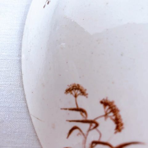 フランス ロンウィー 小鳥柄のコンポティエ コンポート皿 フランスアンティーク食器　ブロカント　蚤の市