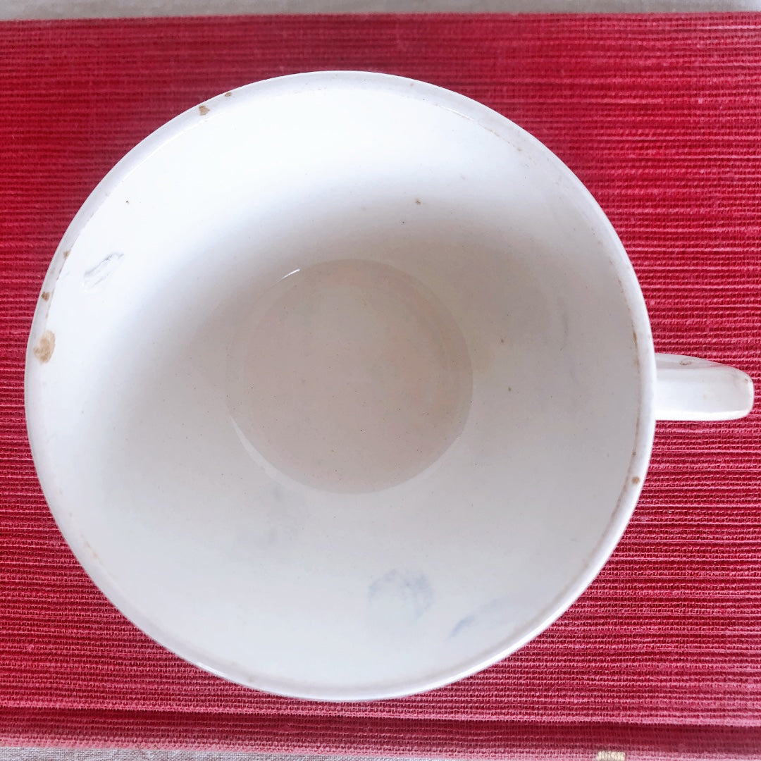 ディゴワンサルグミンヌ バスク柄 コーヒーカップ 『ルージュ・マリン』B フランスアンティーク食器 フランス蚤の市・ブロカント　バスク柄食器