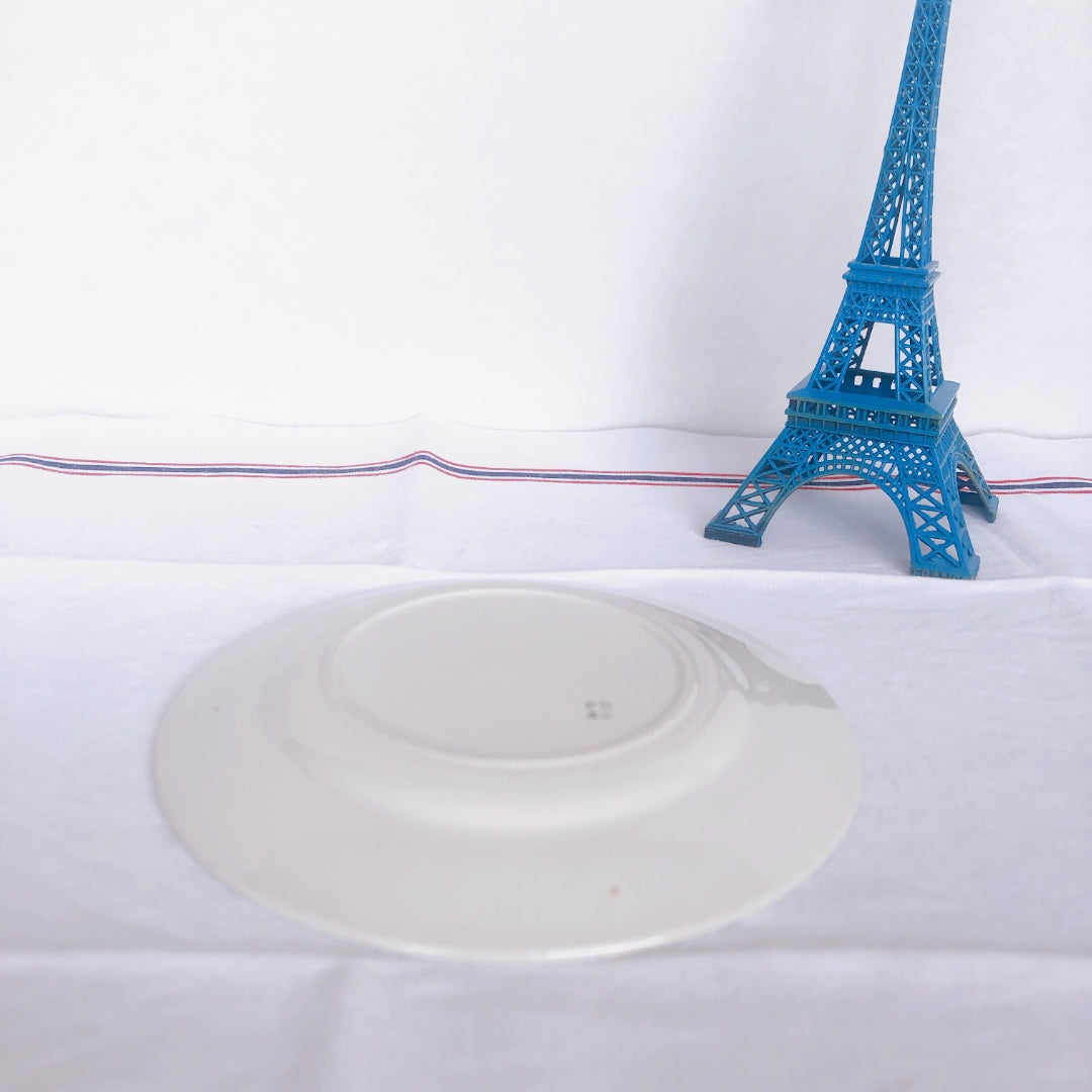 バドンヴィレー デザートプレート/平皿 バスク柄『レッド・ブルー』A フランスアンティーク食器 フランス蚤の市 ブロカント