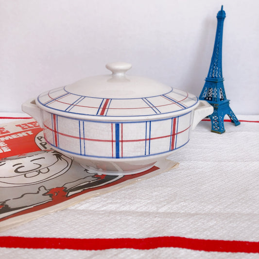 リュネビル バスク柄 『CALMEN』スーピエール トリコロールカラー フランスアンティーク食器 ブロカント 蚤の市