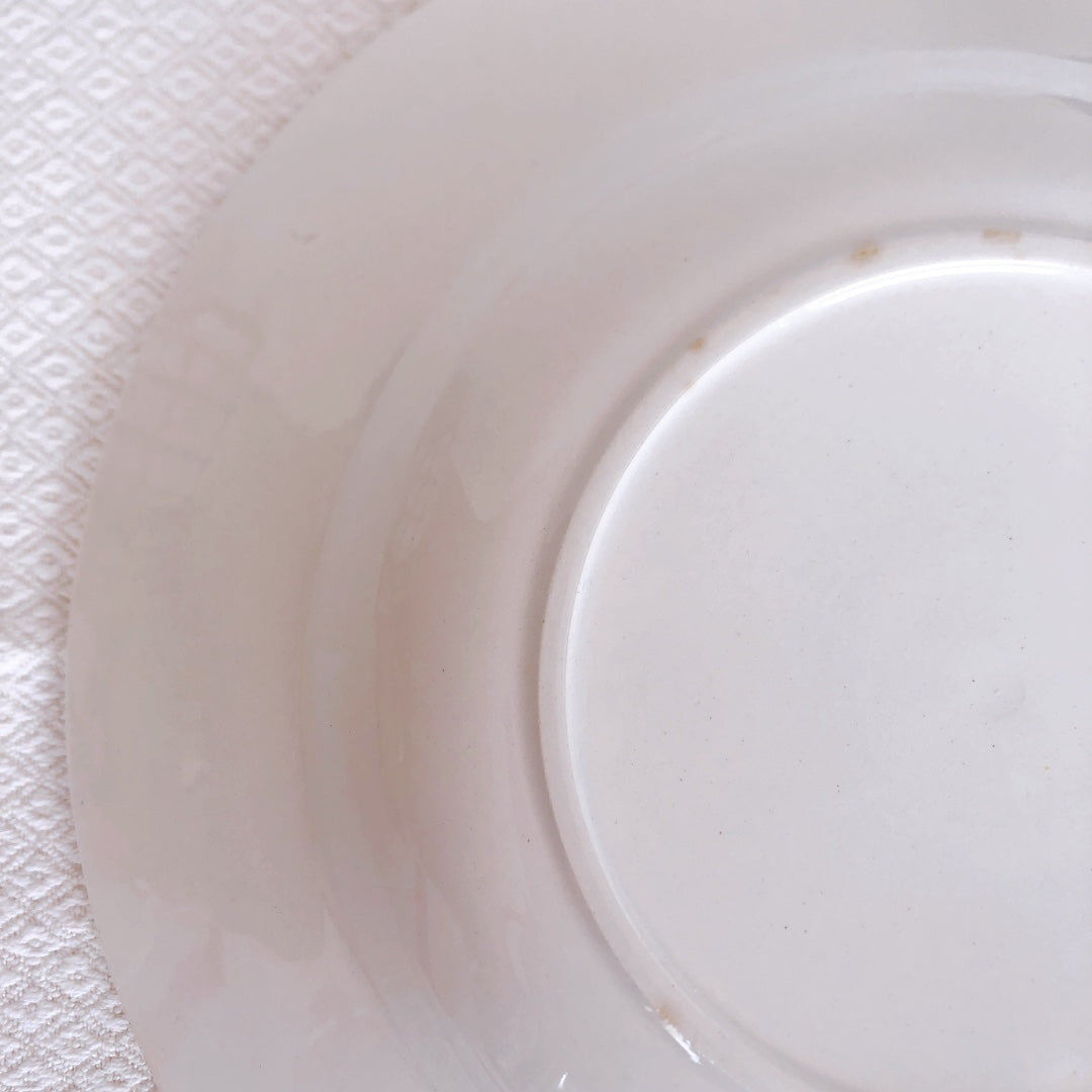 バドンヴィレー スーププレート/深皿 バスク柄『レッド・ブルー』D フランスアンティーク食器 フランス蚤の市 ブロカント