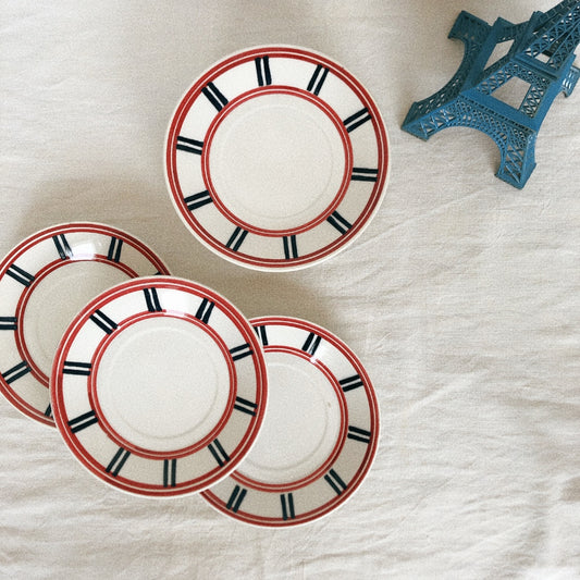 Moulin des Loups ムーランデルー ソーサー デザートプレート バスク柄 フランスアンティーク食器 ブロカント 蚤の市