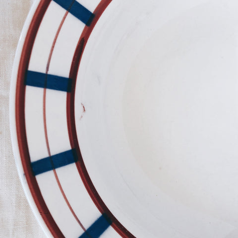 ディゴワンサルグミンヌ バスク柄 深皿／スーププレート FANDANGO『ルージュ・マリン』C フランスアンティーク食器 フランス 蚤の市